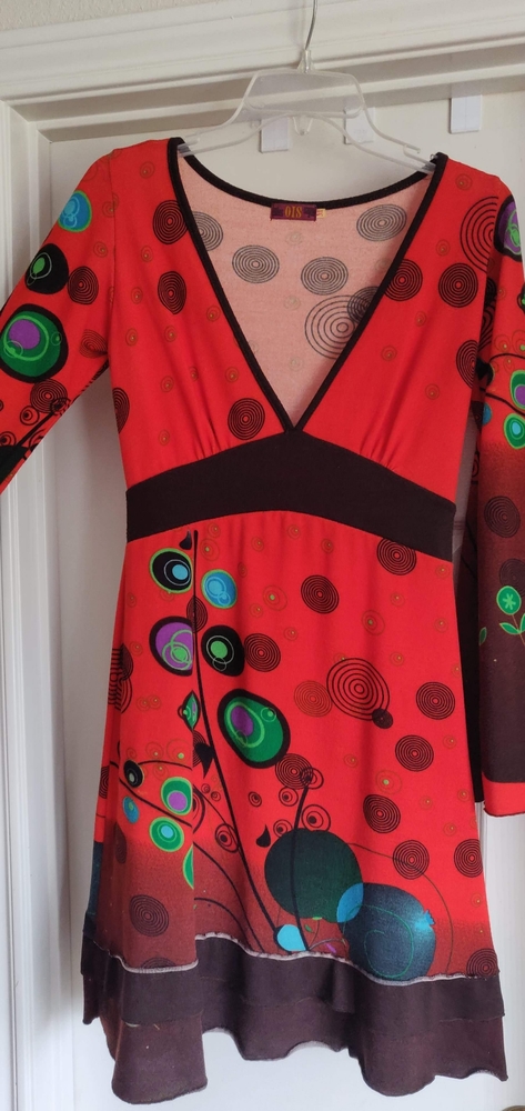 OIS Orange A Cut Dress